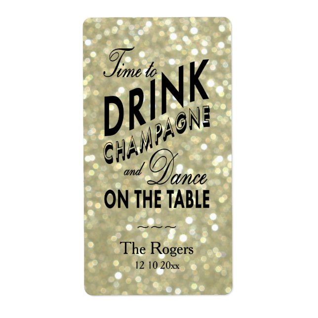 Etiqueta Rótulo do Vinho Dourado glamouroso (Frente)