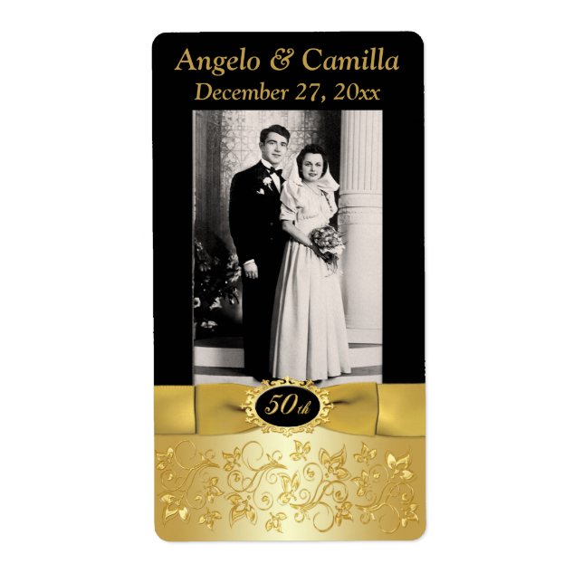 Etiqueta Rótulo do Vinho Fotográfico do 50º Aniversário do  (Frente)