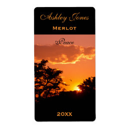 Etiqueta Rótulo do Vinho Modelo Laranja Pássaro Sunset Silh