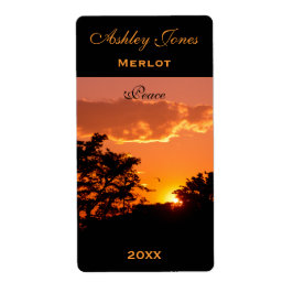 Etiqueta Rótulo do Vinho Modelo Laranja Pássaro Sunset Silh