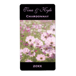 Etiqueta Rótulo do Vinho Modelo Rosa Cosmos Flor Meado