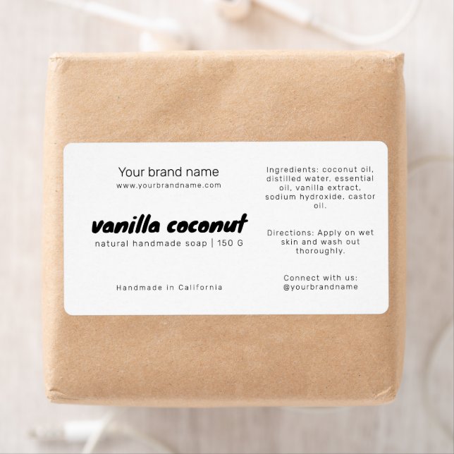 Etiqueta Rótulo dos ingredientes da embalagem de sabão bran (Insitu)