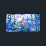 Etiqueta Rótulo dos lírios cor-de-rosa<br><div class="desc">Os lírios-d'água cor-de-rosa monetizam rótulos com lindos lírios-d'água cor-de-rosa flutuando num lago azul calmo com almofadas de lírios. Um presente de Monet excelente para fãs do impressionismo e da arte francesa. Inimpressionismo sereno na natureza com lindas flores e paisagem de lagoas cênicas.</div>