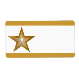 Etiqueta Rótulo "Dourado" em banda estelar grande, branco