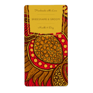 Etiqueta Rótulo Dourado Floral Azul Ancara Africano