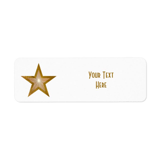 Etiqueta Rótulo "Dourado" Star 'Seu Texto' branco pequeno (Frente)