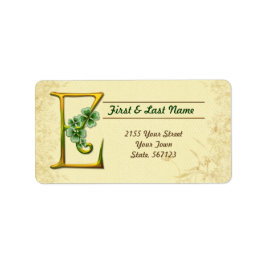 Etiqueta Rótulo E do Monograma Dourado irlandês