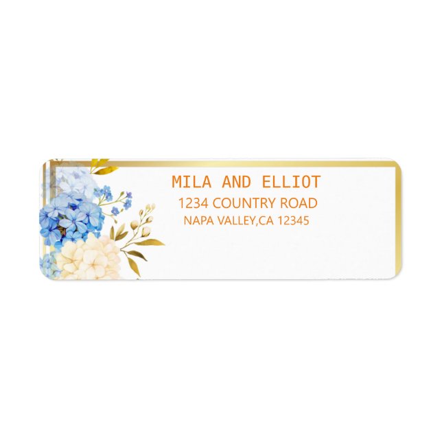 Etiqueta rótulo elegante dourado floral (Frente)