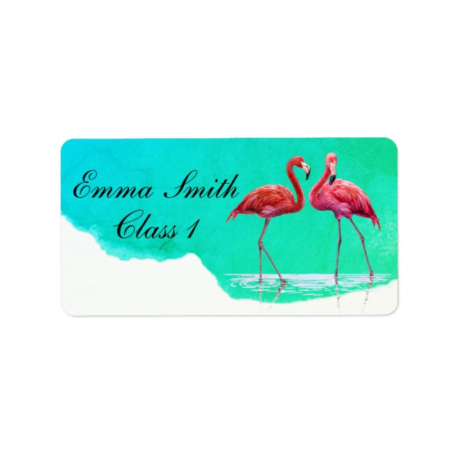 Etiqueta Rótulo Escolar Personalizado Flamingos (Frente)