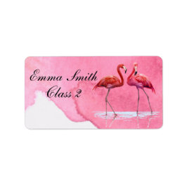 Etiqueta Rótulo Escolar Personalizado Flamingos