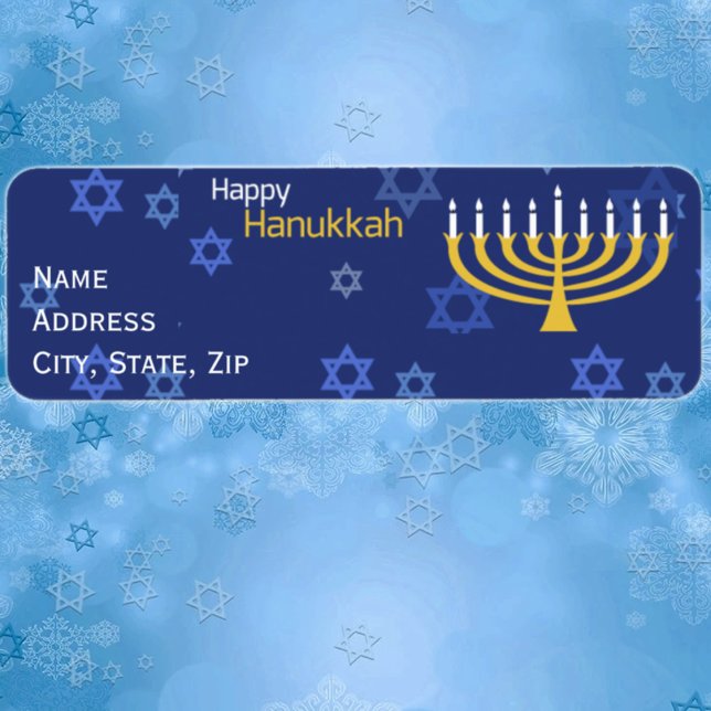 Etiqueta Rótulo Feliz de Hanukkah Menorah (Criador carregado)