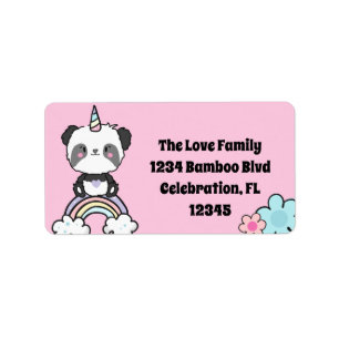 Etiqueta Rótulo Girly Floral do Panda Unicorn