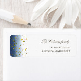 Etiqueta rótulo glitter ouro simulado aquarela azul escuro