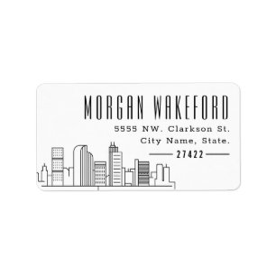 Etiqueta Rótulo Grande do Skyline Estilizado Denver