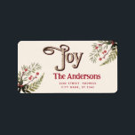 Etiqueta Rótulo Holly botânico da Joy Vintage<br><div class="desc">Vintage Joy design botânico. Composição sofisticada e artística de cores. Uma obra de arte gráfica moderna e única feita para você. Você pode personalizar este produto adicionando seu próprio apelido ou monograma ou alterar texto. Presentes perfeitos para amantes de designs únicos.</div>