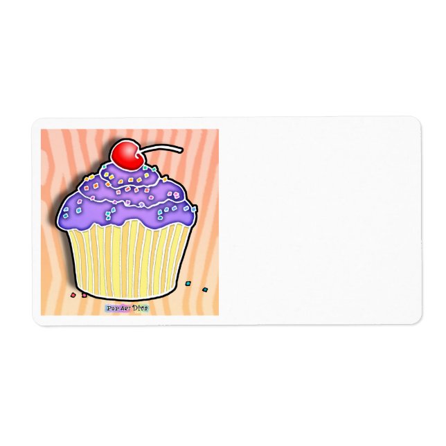 Etiqueta RÓTULO MÉDIA DO CUPCAKE Fosco lavanda (Frente)