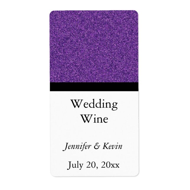 Etiqueta Rótulo Mini Vinho De Casamento Com Lâmpada Roxa (Frente)