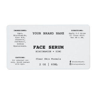 Etiqueta Rótulo Minimalista Cinza para Sérum Facial de 60ml