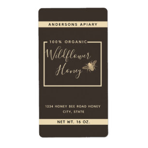 Etiqueta Rótulo minimalista do mel de abelha de ouro modern