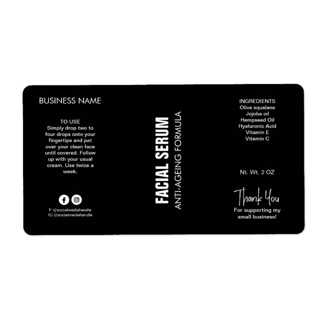 Etiqueta Rótulo Mínimo Moderno de Garrafa Preta (Frente)