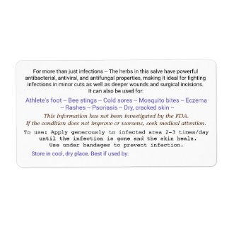 Etiqueta Rótulo para o dorso do frasco salvo.