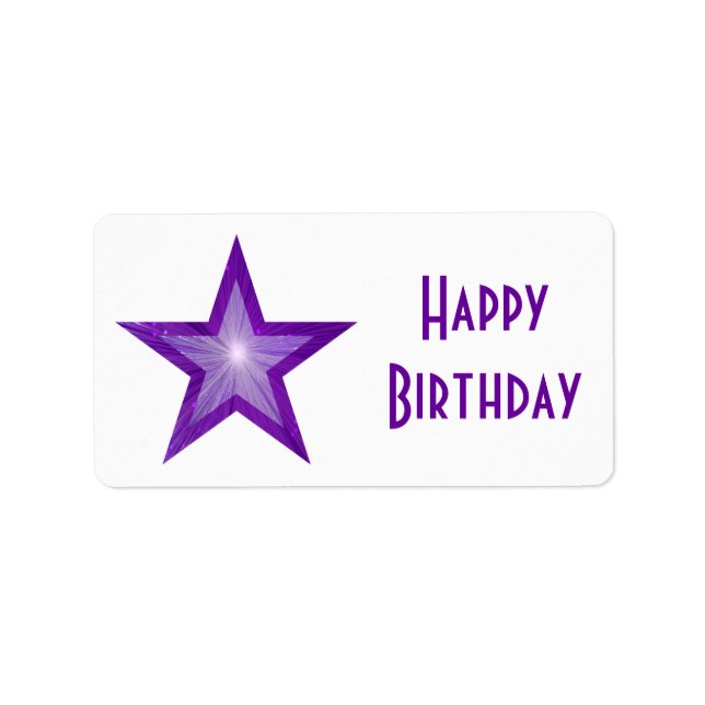 Etiqueta Rótulo "Parabéns Feliz Aniversário", com cor branc (Frente)