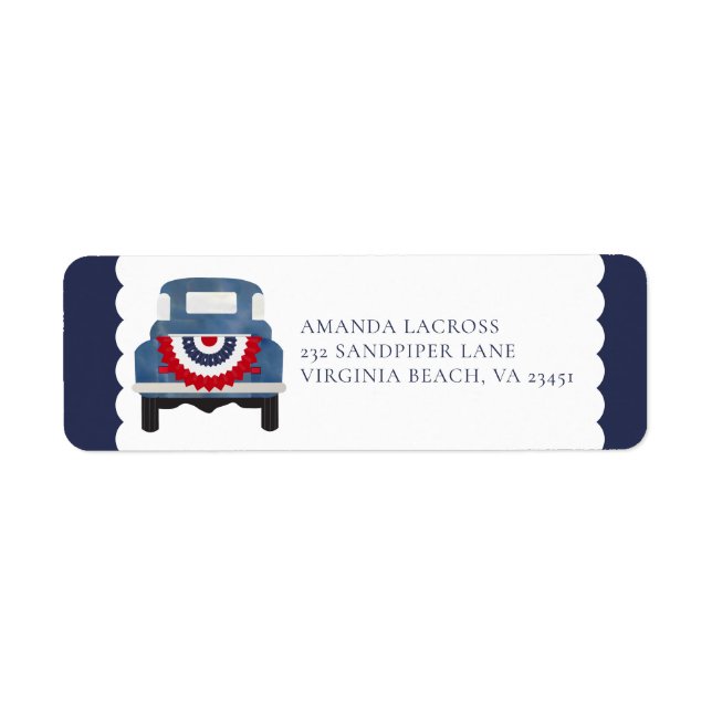 Etiqueta Rótulo Patriótico Branco Vermelho e Azul (Frente)