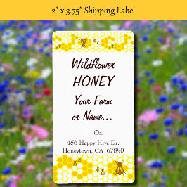 Etiqueta Rótulo Personalizado de 2" x 3,75" de Bee Honeycom