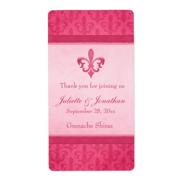 Etiqueta Rótulo personalizado de vinho de casamento flor de (Frente)