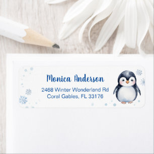 Etiqueta Rótulo Personalizado do Inverno Pinguim-Grito
