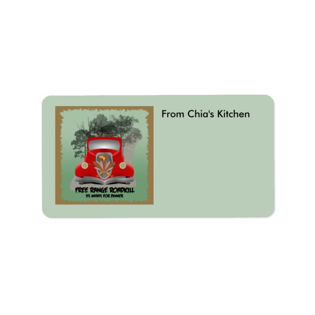 Etiqueta Rótulo Personalizável da Cozinha Roadkill (Frente)
