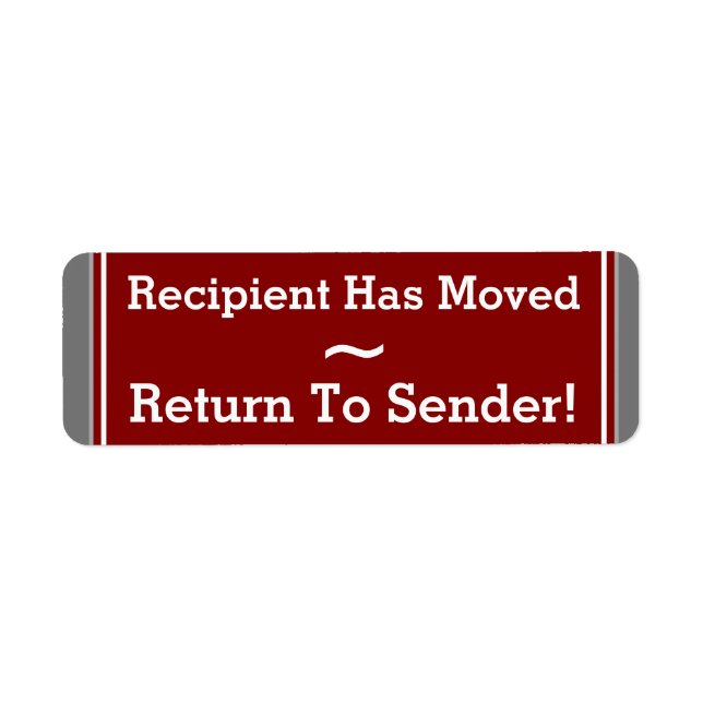 Etiqueta Rótulo "Retornar ao Remetente!" "Destinatário Movi (Frente)