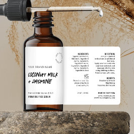 Etiqueta Rótulo Rótulo de Frasco de Dropper Preto Simples,