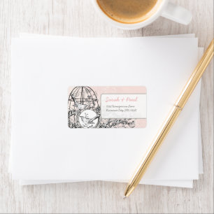 Etiqueta Rótulo RSVP de Birdcage do Damasco Rosa Esmagado