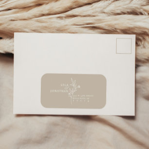 Etiqueta Rótulo RSVP de Casamento de Taupe Minimalista Eleg