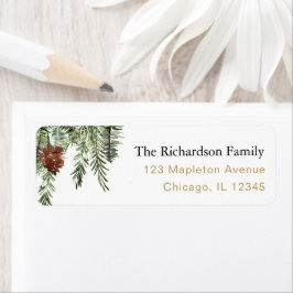 Etiqueta Rótulo russo do pinheiro de inverno