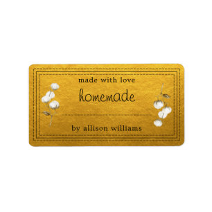 Etiqueta Rótulo Russo Homemade Cotton Sprig Dourado