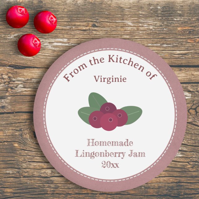 Etiqueta Rótulo Rustic Lingonberry (Rustic Lingonberry Jam Label Sticker)