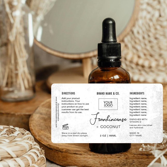 Etiqueta Rótulo Rústico Branco Personalizável do Produto (Criador carregado)