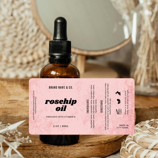 Etiqueta Rótulo Rústico Rosa Personalizável do Produto (Criador carregado)