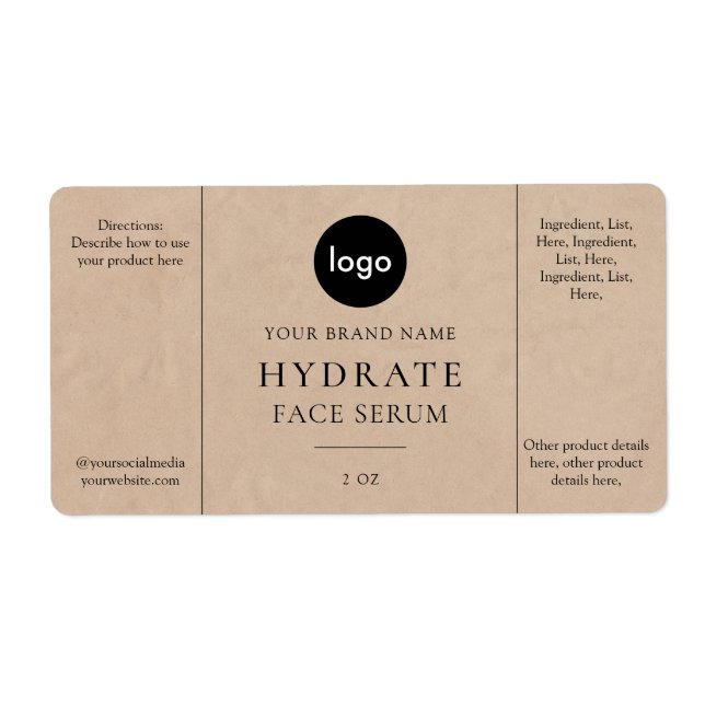 Etiqueta Rótulo Sérico Moderno Mínimo (Frente)