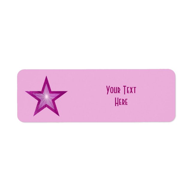 Etiqueta Rótulo "Seu Texto" de Estrela Rosa, pequeno, rosa  (Frente)