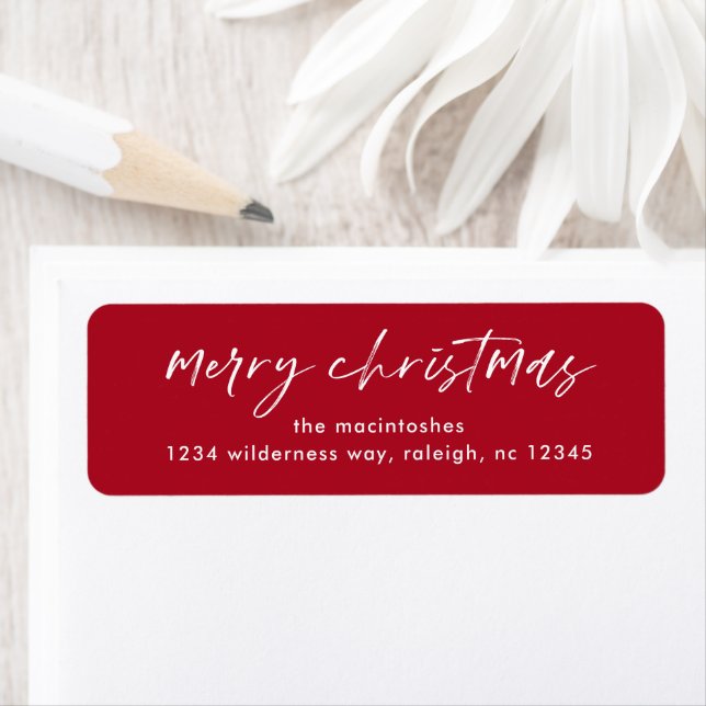 Etiqueta Rótulo simples de natal alegre vermelho e branco (Insitu)