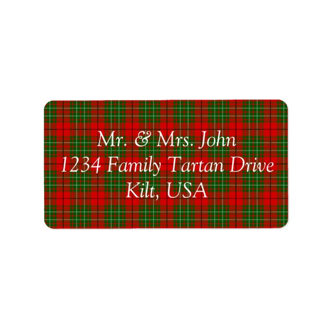 Etiqueta Rótulo Tartan Cumming (Frente)