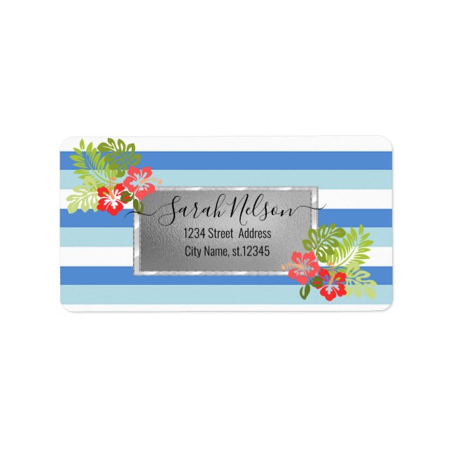 Etiqueta Rótulo Tropical Moderna, Hibiscus (Frente)