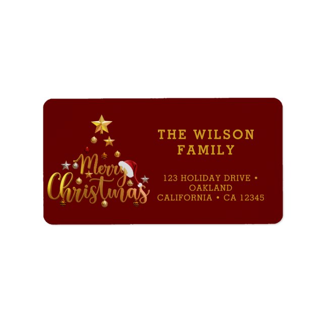 Etiqueta Rótulo Vermelho Brilhante de Natal Moderno (Frente)