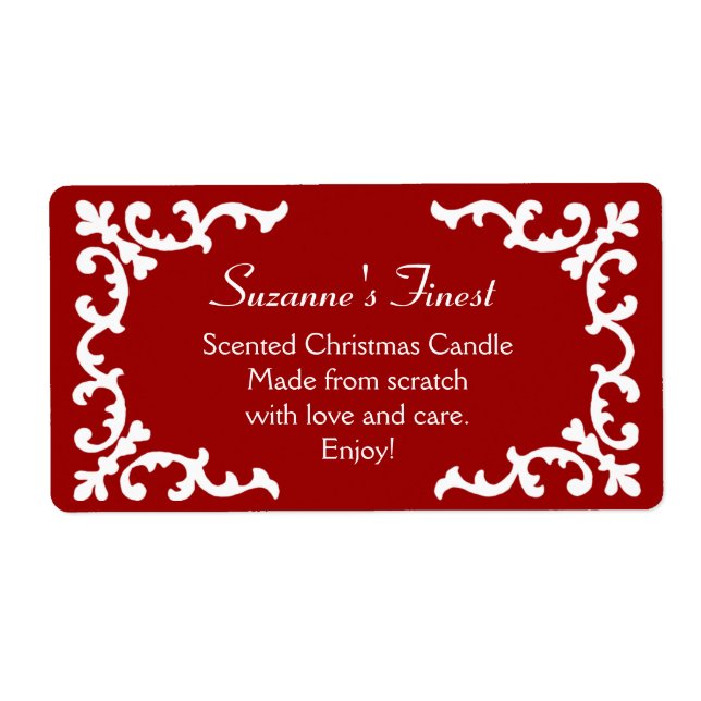 Etiqueta Rótulo Vermelho de Vela Personalizada ou de Jar de (Frente)