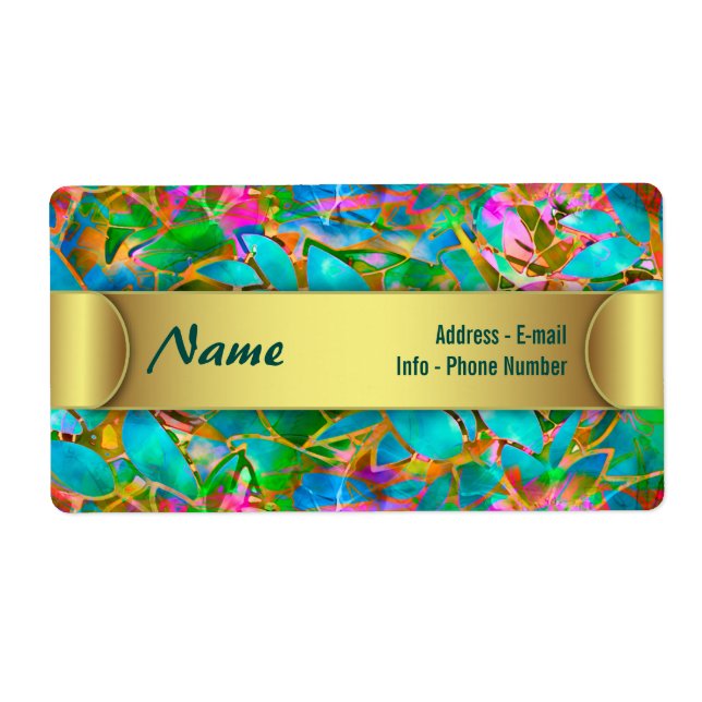 Etiqueta Rótulo Vidro Floral Abstrato (Frente)