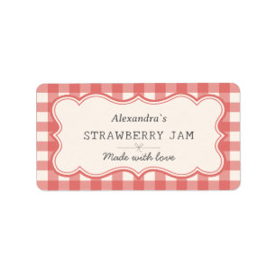 Etiqueta Rótulo Vintage Red Gingham Jar