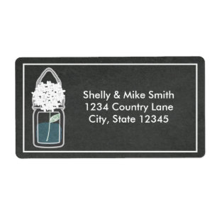 Etiqueta rótulos Country Chalk de flores brancas em jarro d